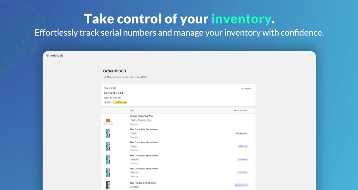 SerializeIt — E-bike & bike serial number tracking on Shopify